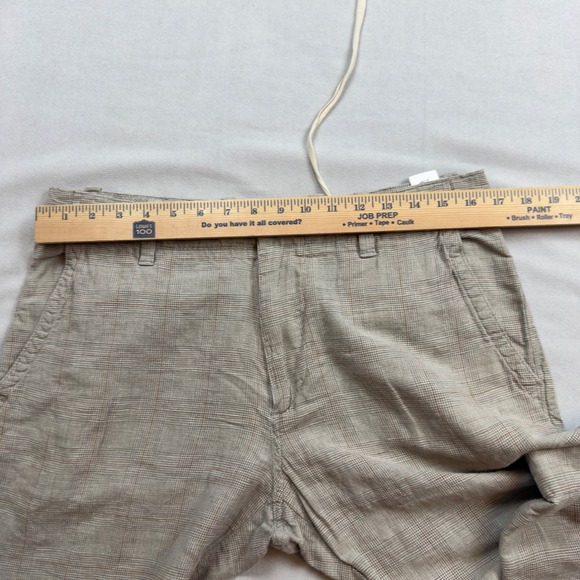 Banana Republic Mens Linen Cotton Glen Plaid Drawstring Pants Beige 32/34 FLAW - Picture 3 of 11